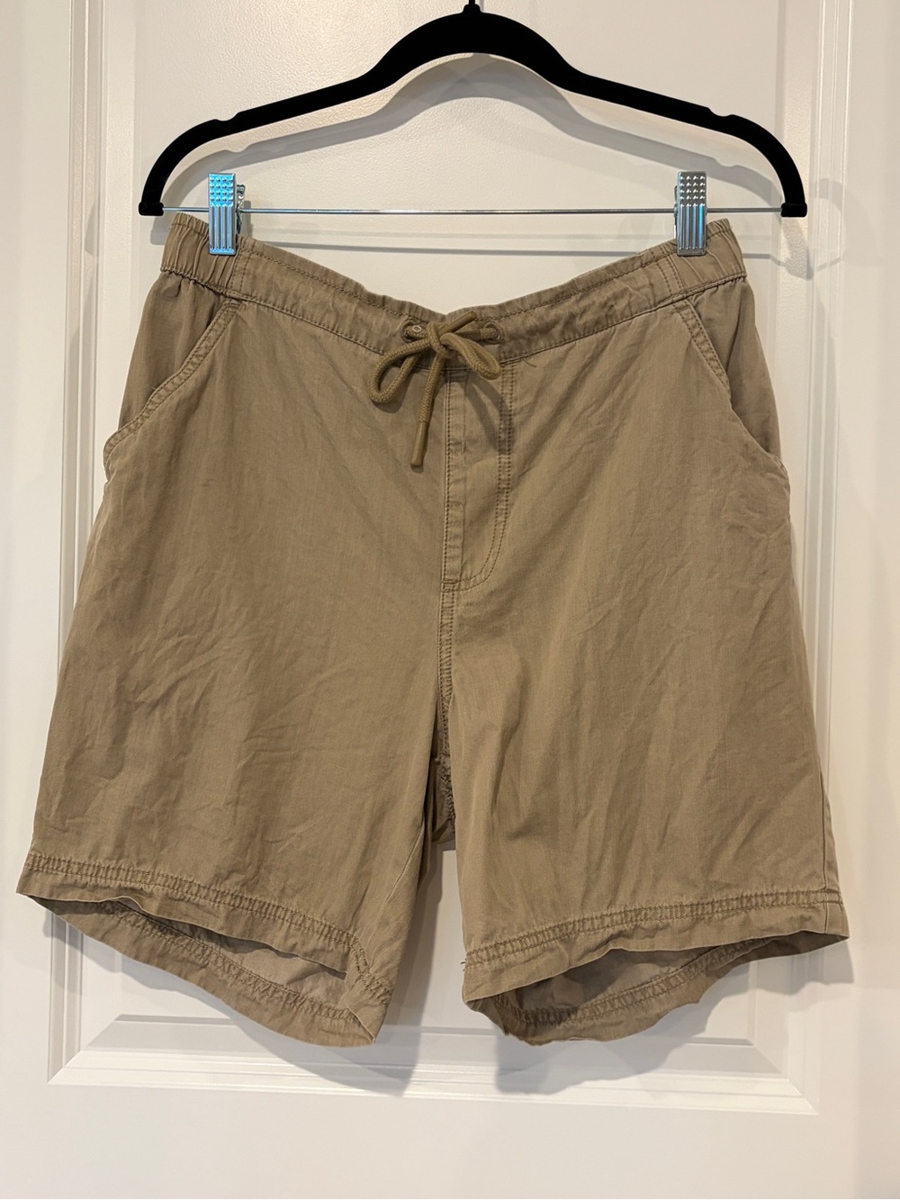Pact Women 100% Organic Cotton Drawstring Shorts Tan Size Medium M